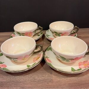 Franciscan Desert Rose Flat Cup & Saucer Set (4) Vintage